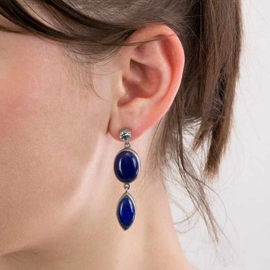 Lapis Lazuli & Blue Topaz Drop Earrings