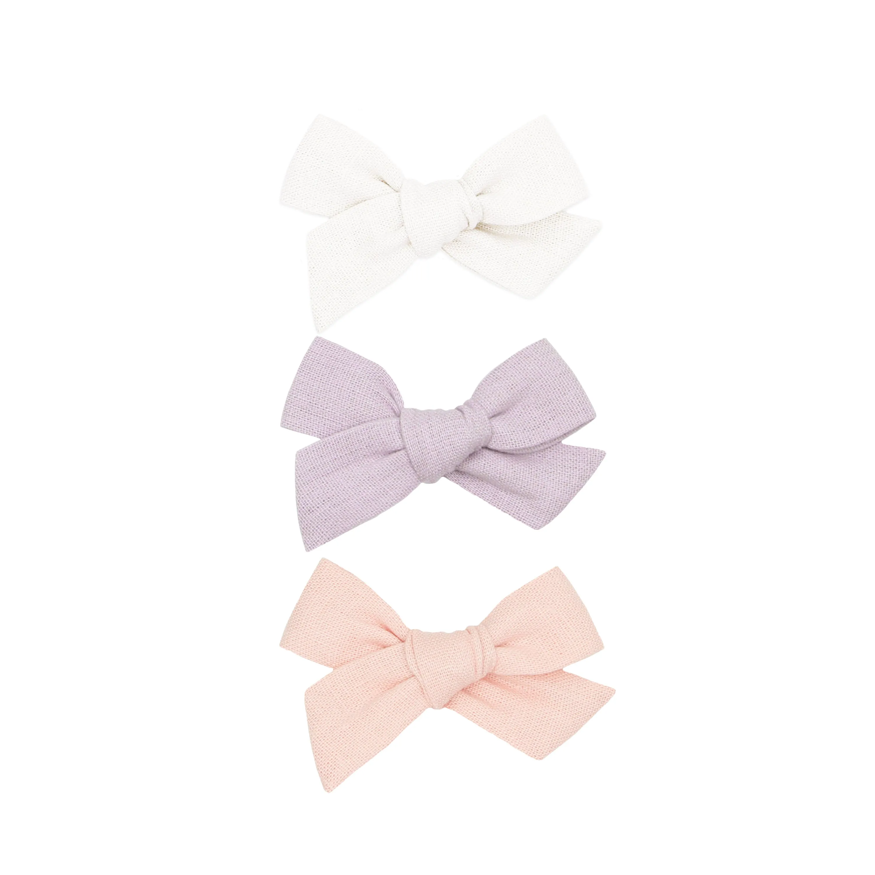 Linen Bow 3 Pack: Lavender Clips