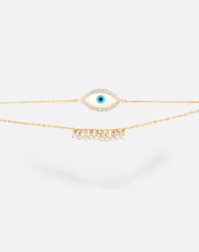 Marquise Evil Eye Bracelet with Both Diamonds