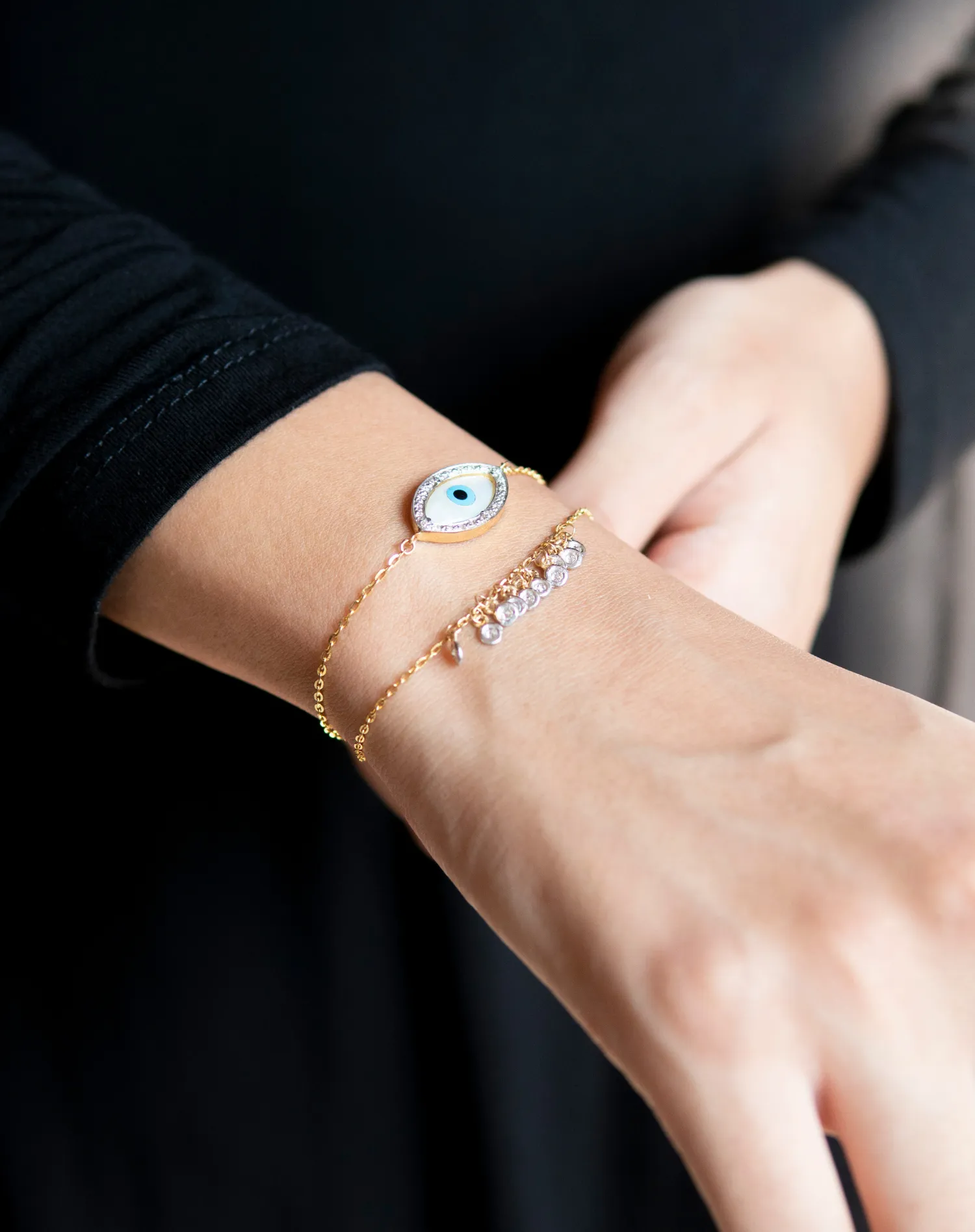 Marquise Evil Eye Bracelet with Both Diamonds