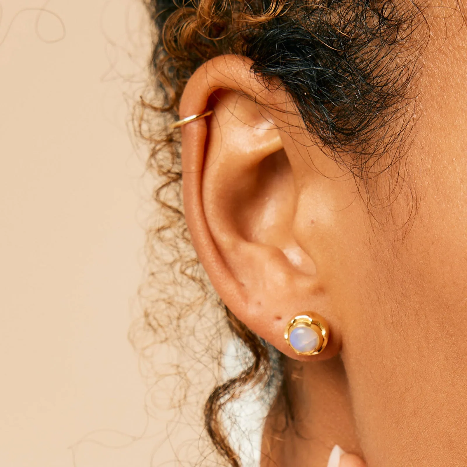 Maya Stud Earrings - Gold Opal