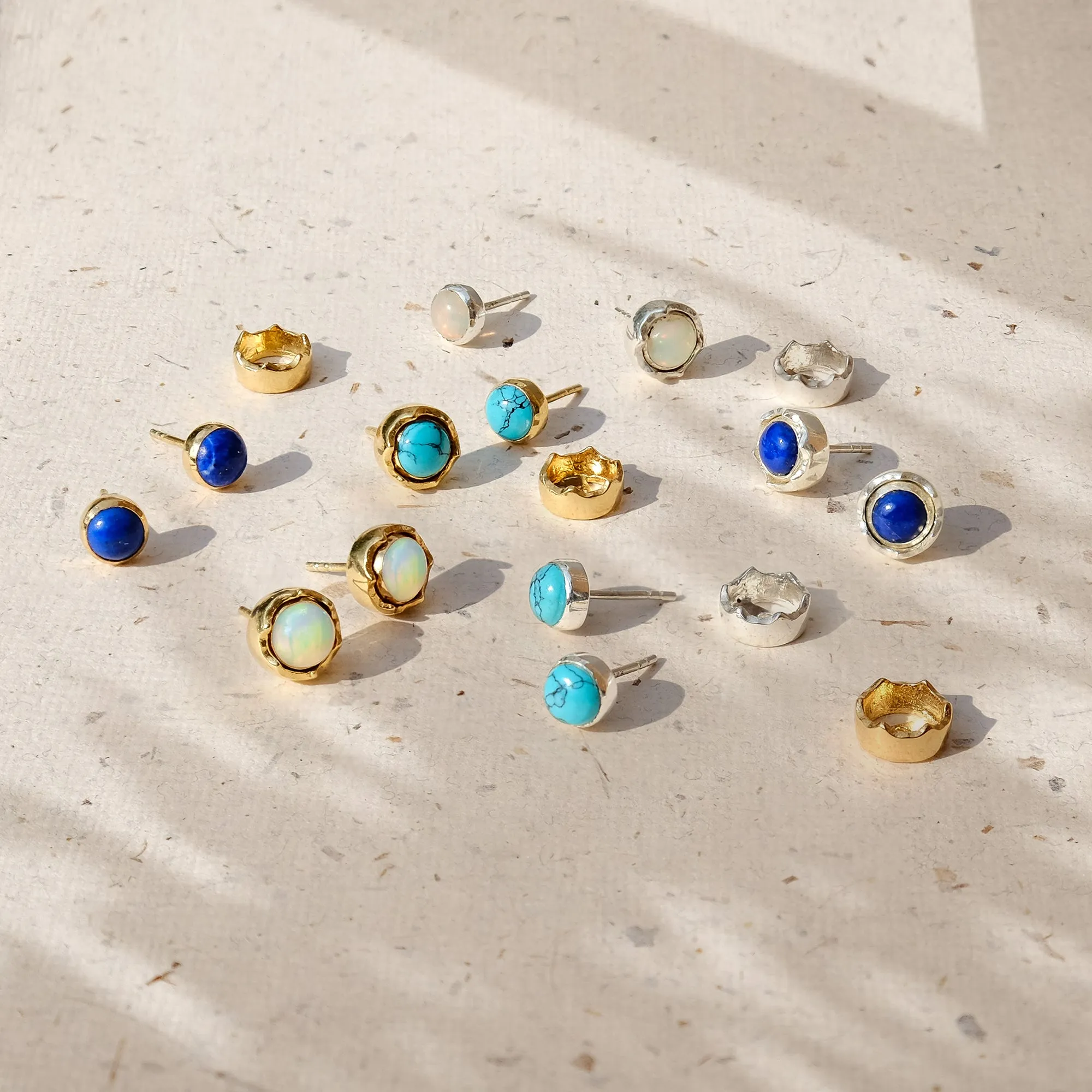 Maya Stud Earrings - Gold Opal
