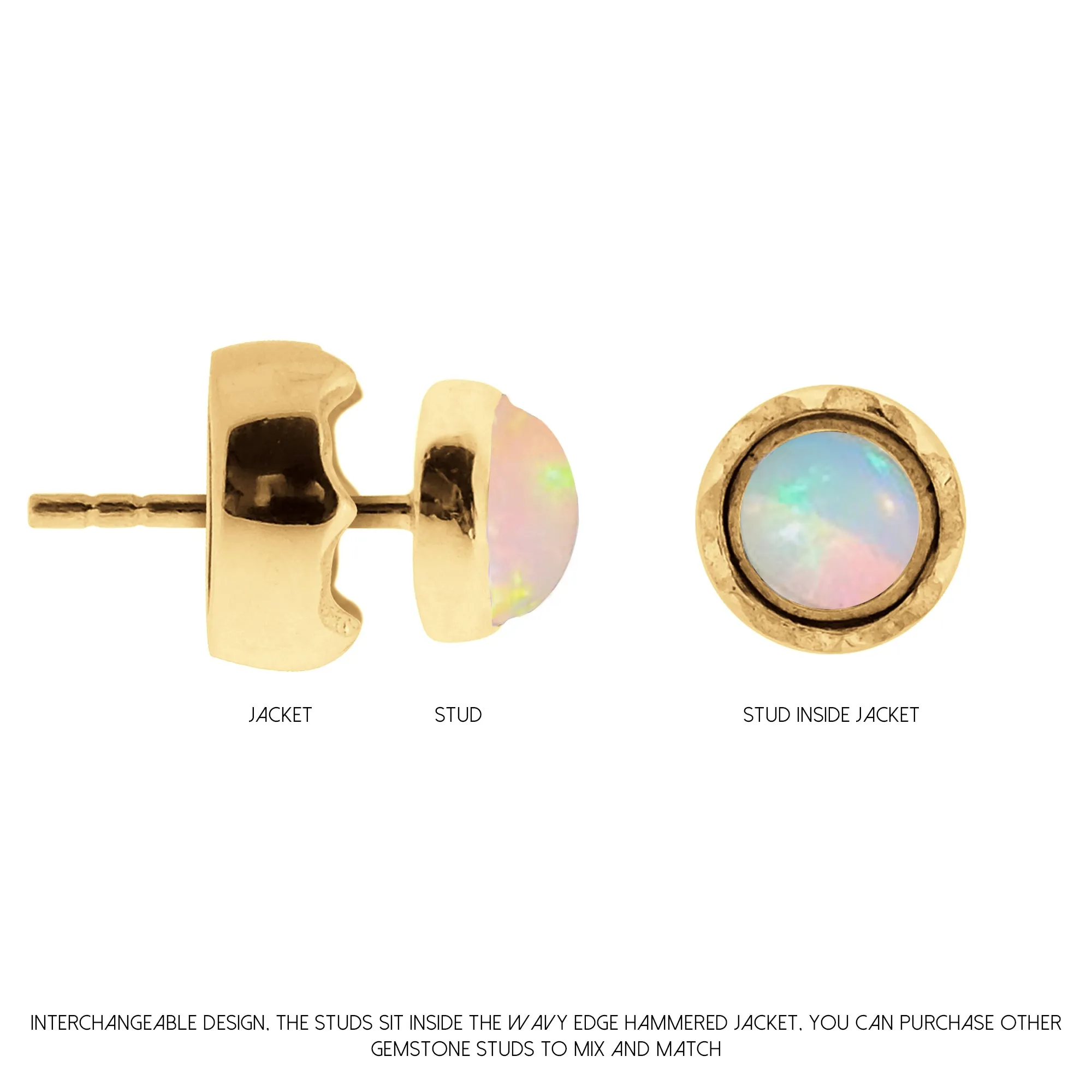 Maya Stud Earrings - Gold Opal