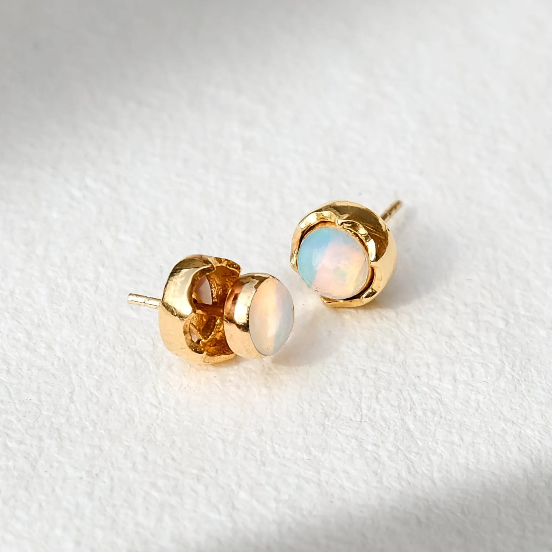 Maya Stud Earrings - Gold Opal