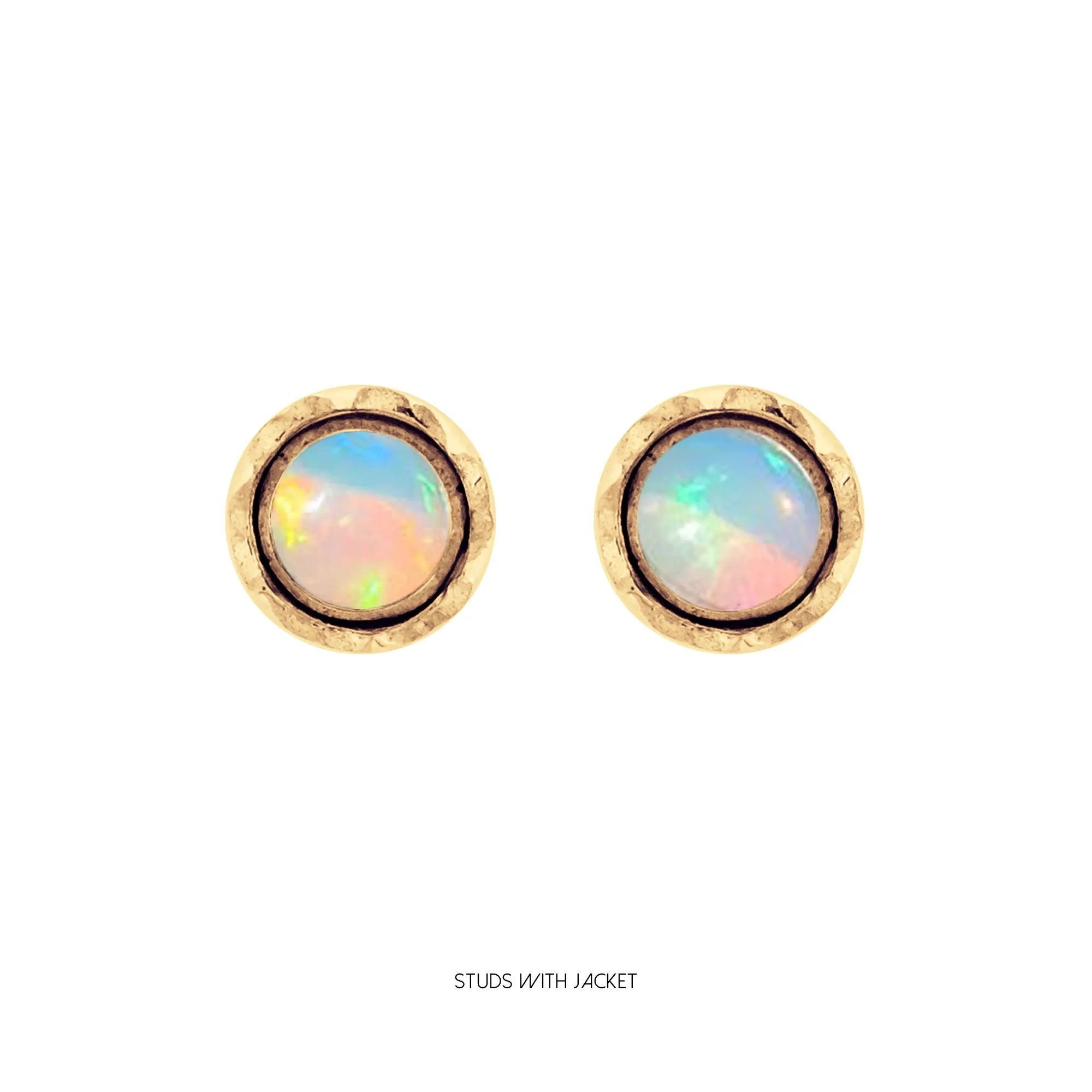 Maya Stud Earrings - Gold Opal