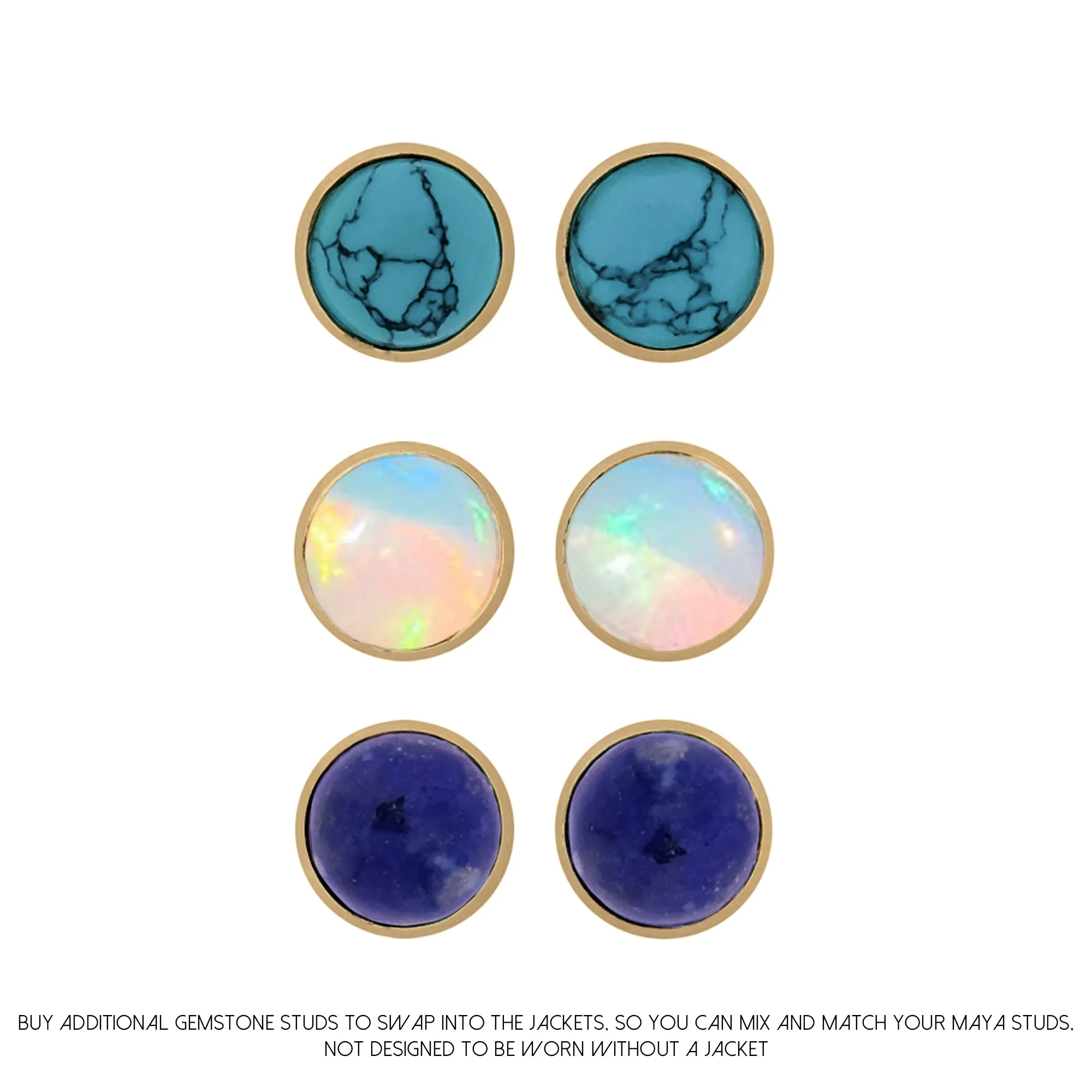 Maya Stud Earrings - Gold Opal