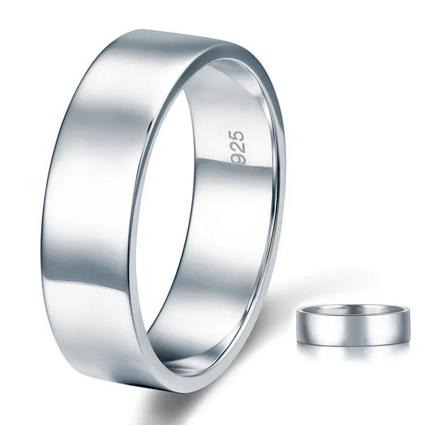 Men's Sterling 925 Silver Wedding Band Ring