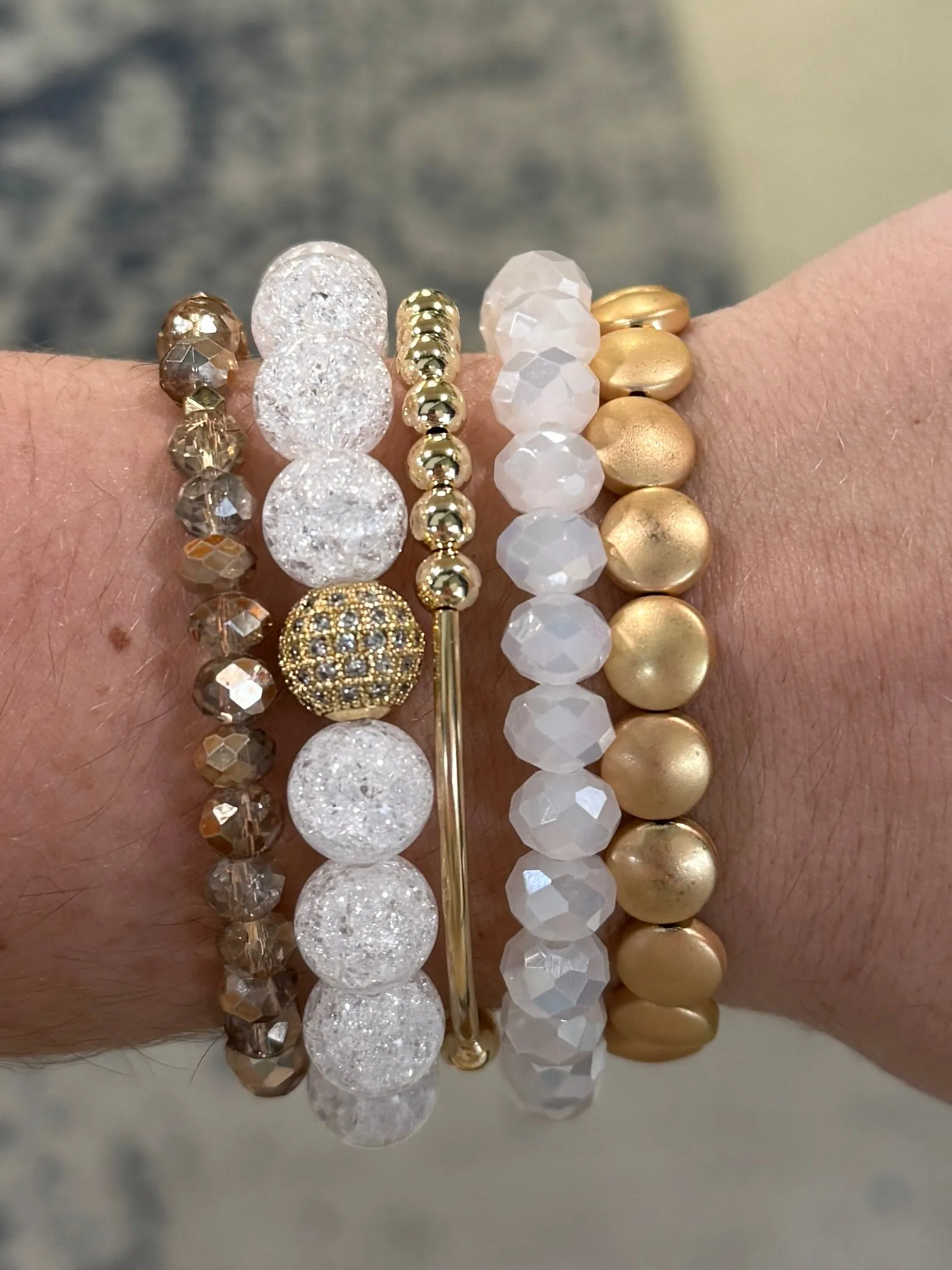 Milky Opal AB Faceted Rondelle 8mm Bracelet