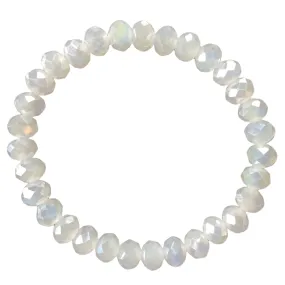 Milky Opal AB Faceted Rondelle 8mm Bracelet