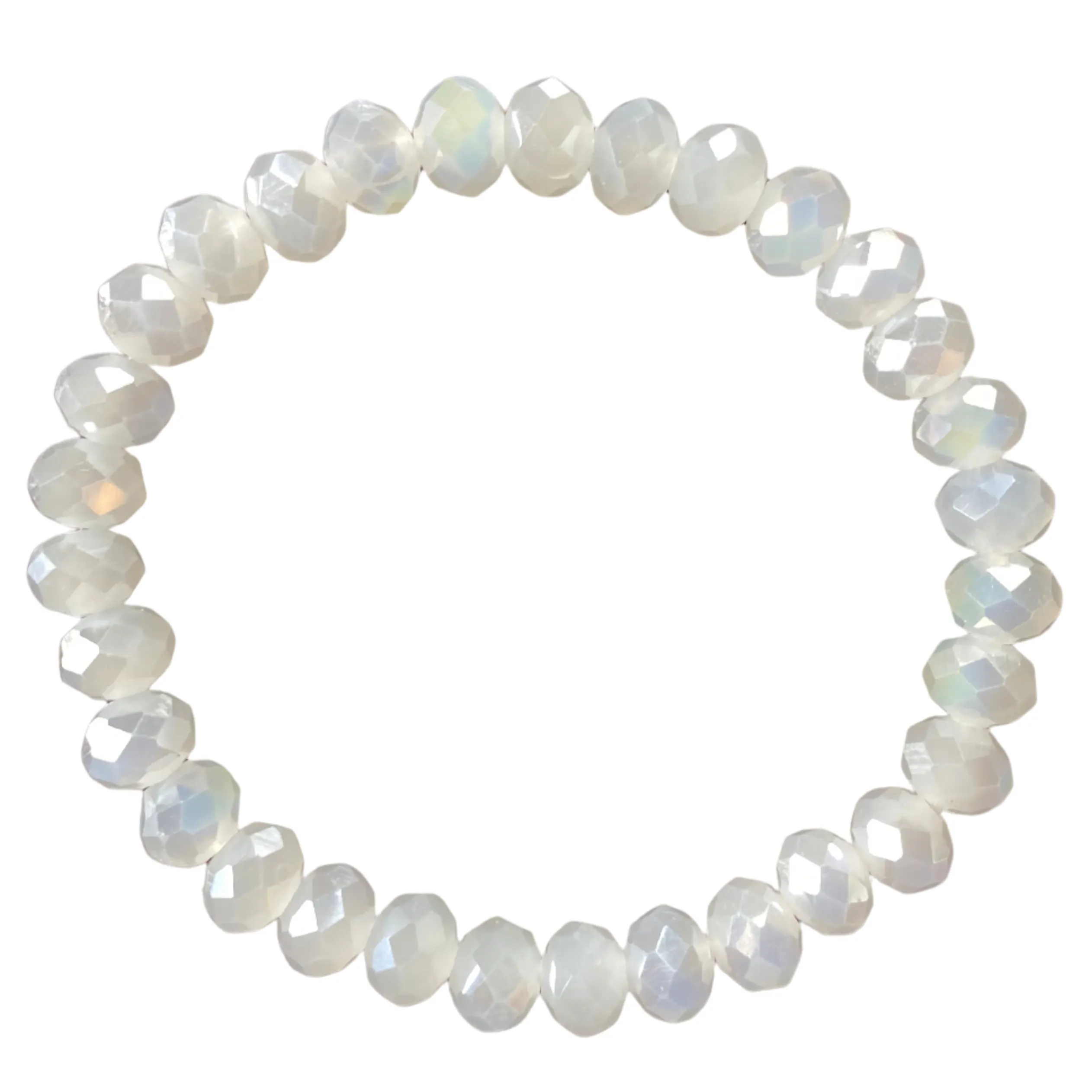 Milky Opal AB Faceted Rondelle 8mm Bracelet