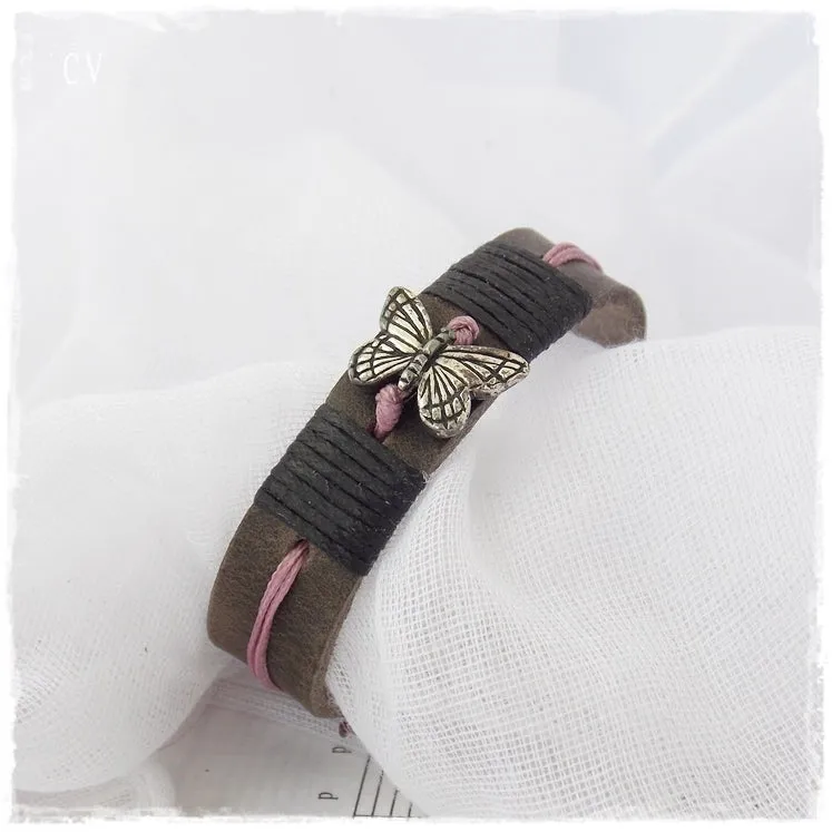 Monarch Butterfly Leather Bracelet