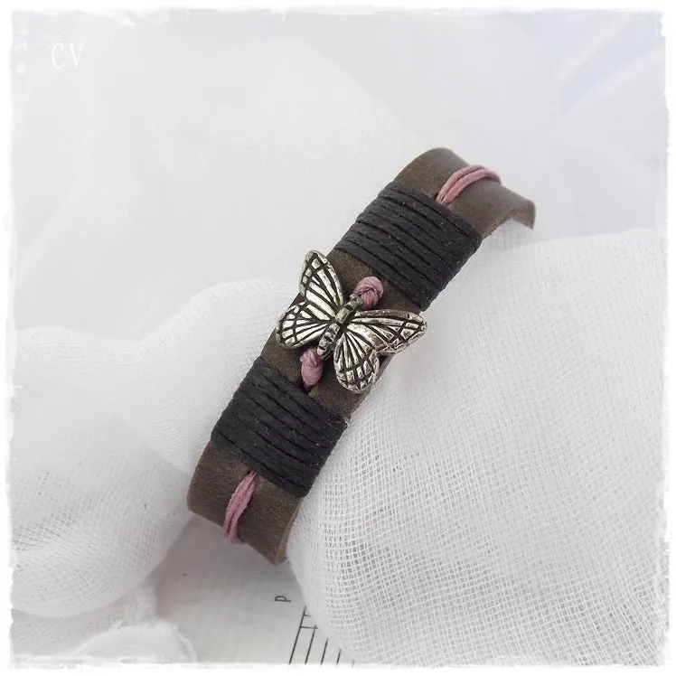 Monarch Butterfly Leather Bracelet