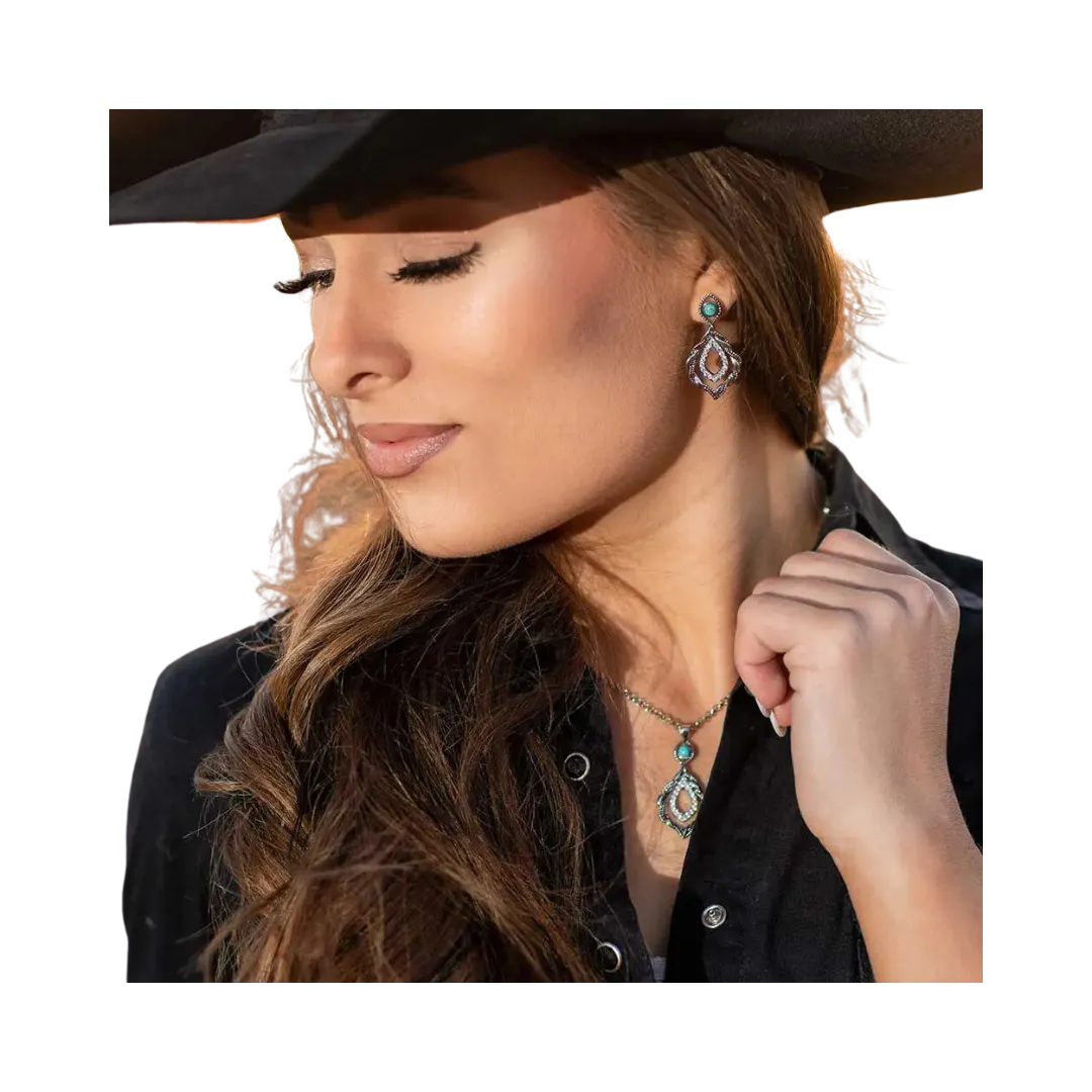Montana Women's Twisted in Time Crystal Turquoise Earrings