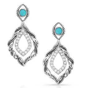 Montana Women's Twisted in Time Crystal Turquoise Earrings