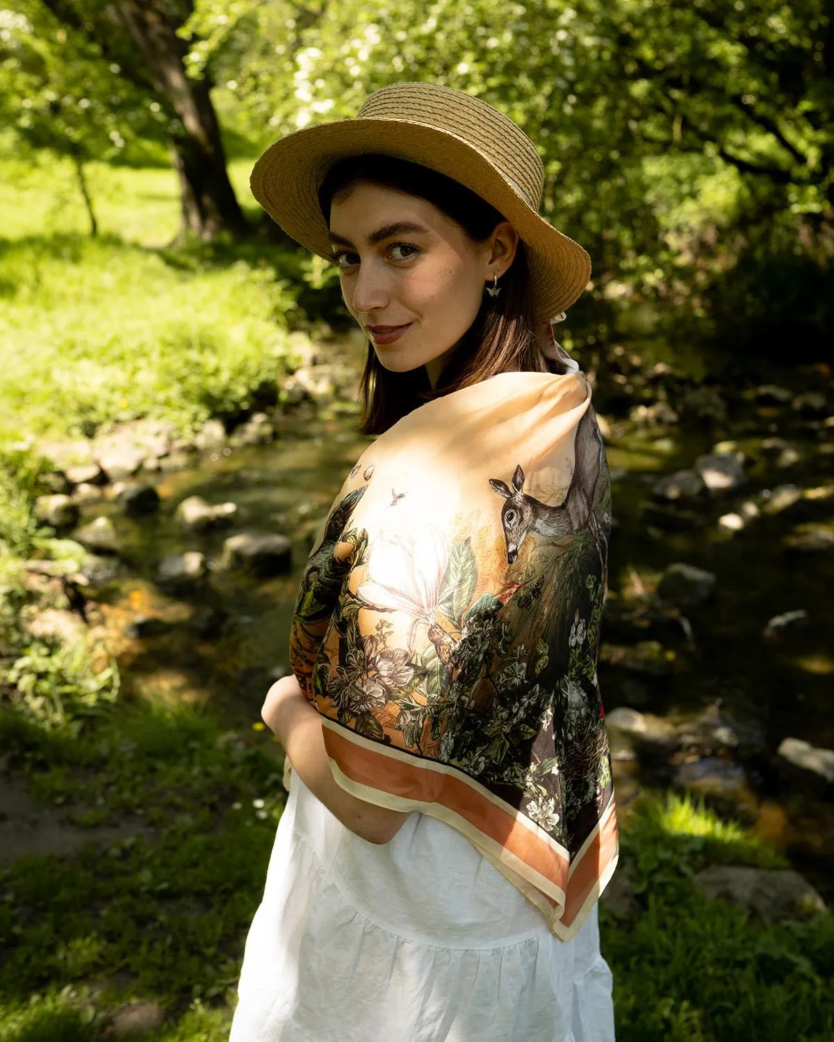 Morning Song Narrative Square Scarf
