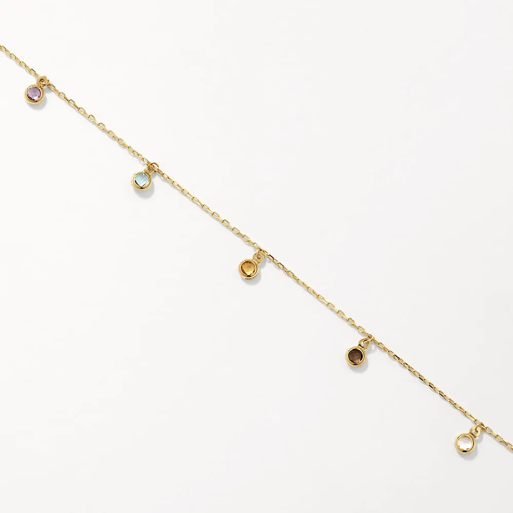 Multi Gemstone Droplet Bracelet in 10k Gold