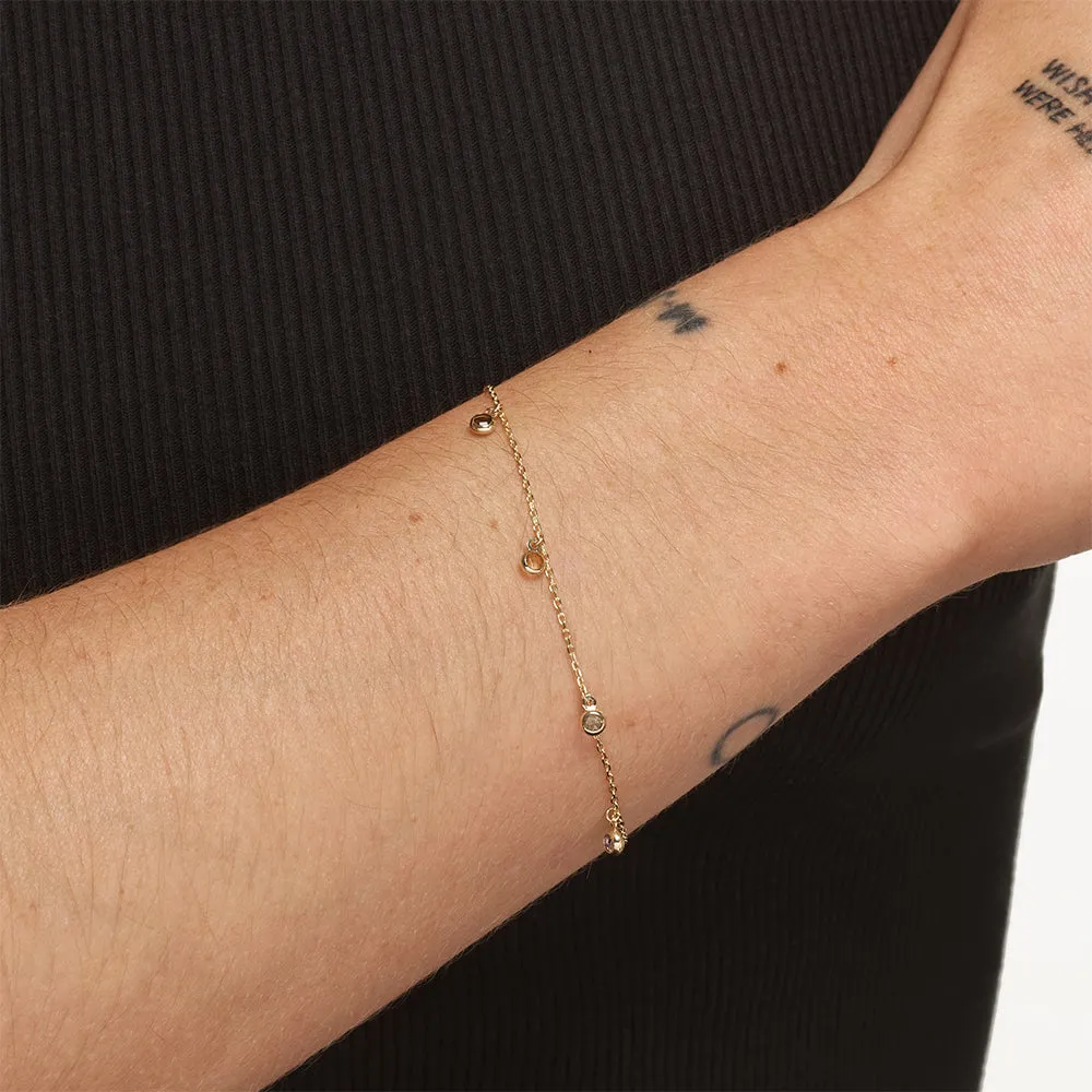 Multi Gemstone Droplet Bracelet in 10k Gold