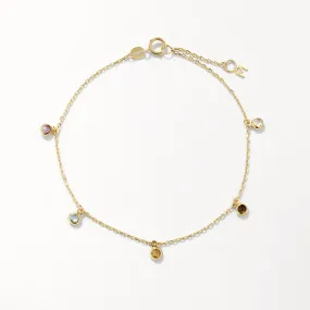 Multi Gemstone Droplet Bracelet in 10k Gold