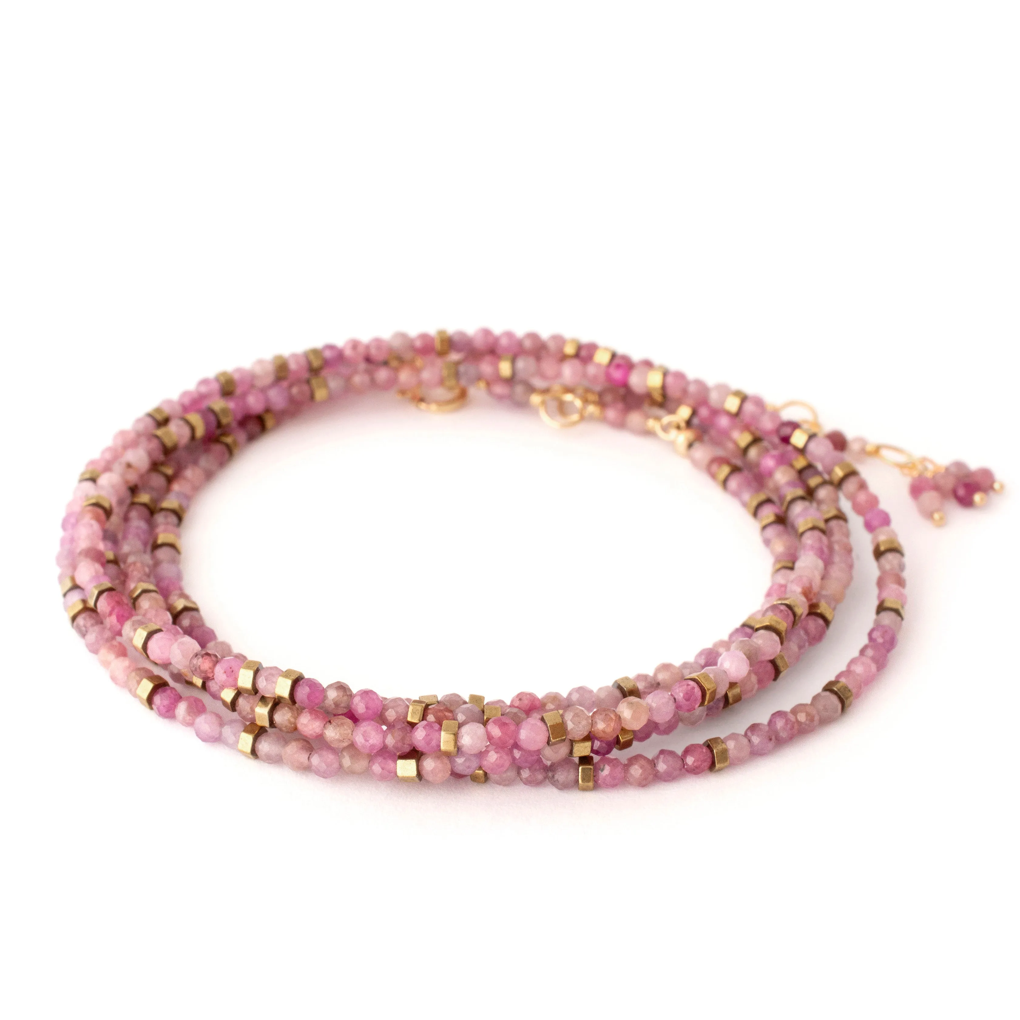 Multi Pink Ruby Wrap Bracelet - Necklace