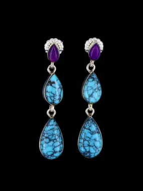 Native American Jewelry Charoite and Turquoise Post Earrings