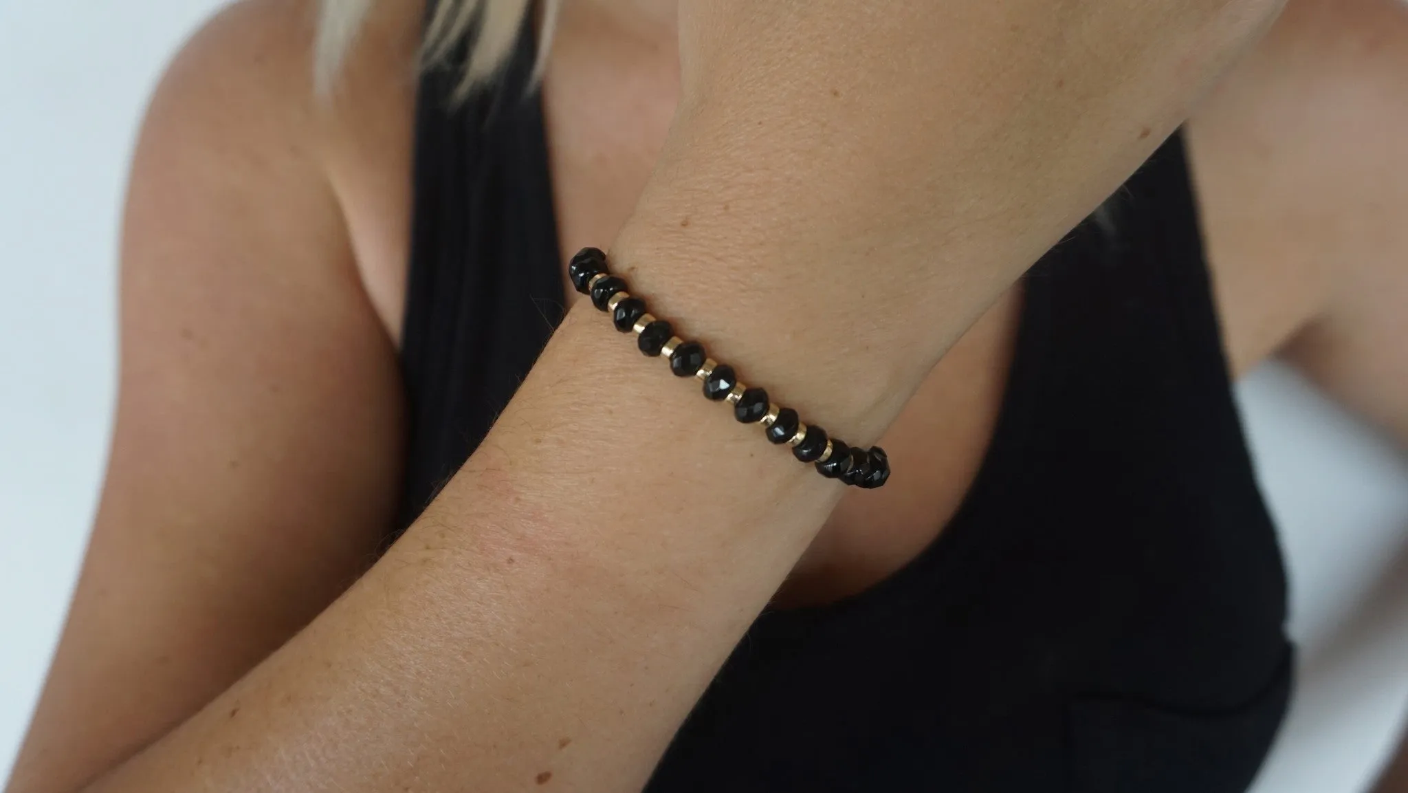 Onyx & Gold Beaded Bracelet