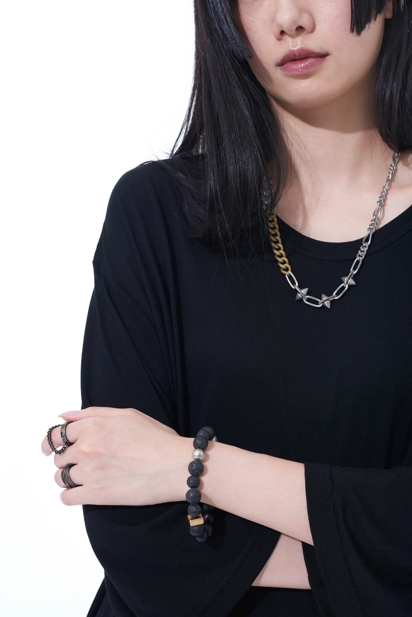ONYX BEAD LAVA STONE BRACELET