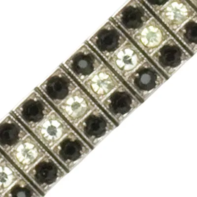 Onyx, Diamanté & Sterling 3-Row Bracelet by Wachenheimer Bros.