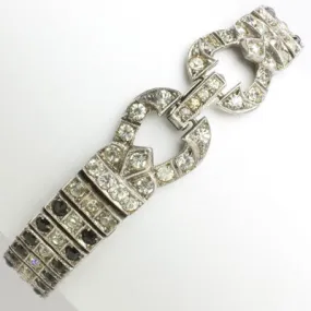 Onyx, Diamanté & Sterling 3-Row Bracelet by Wachenheimer Bros.