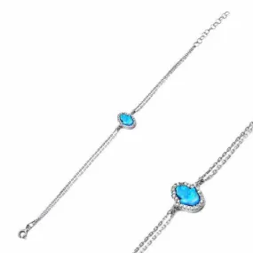 Opal Hamsa boho bracelet - Sterling Silver