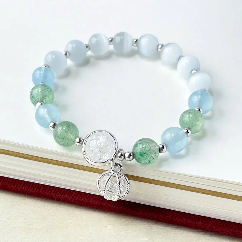 Opalescent Crystal and Amethyst Beaded Bracelet