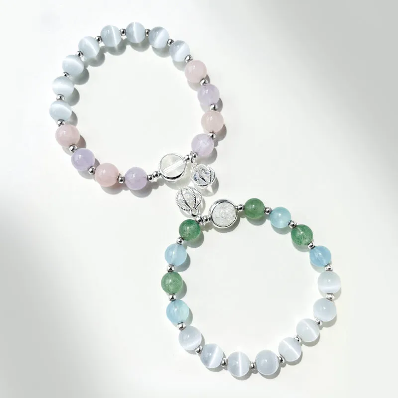Opalescent Crystal and Amethyst Beaded Bracelet