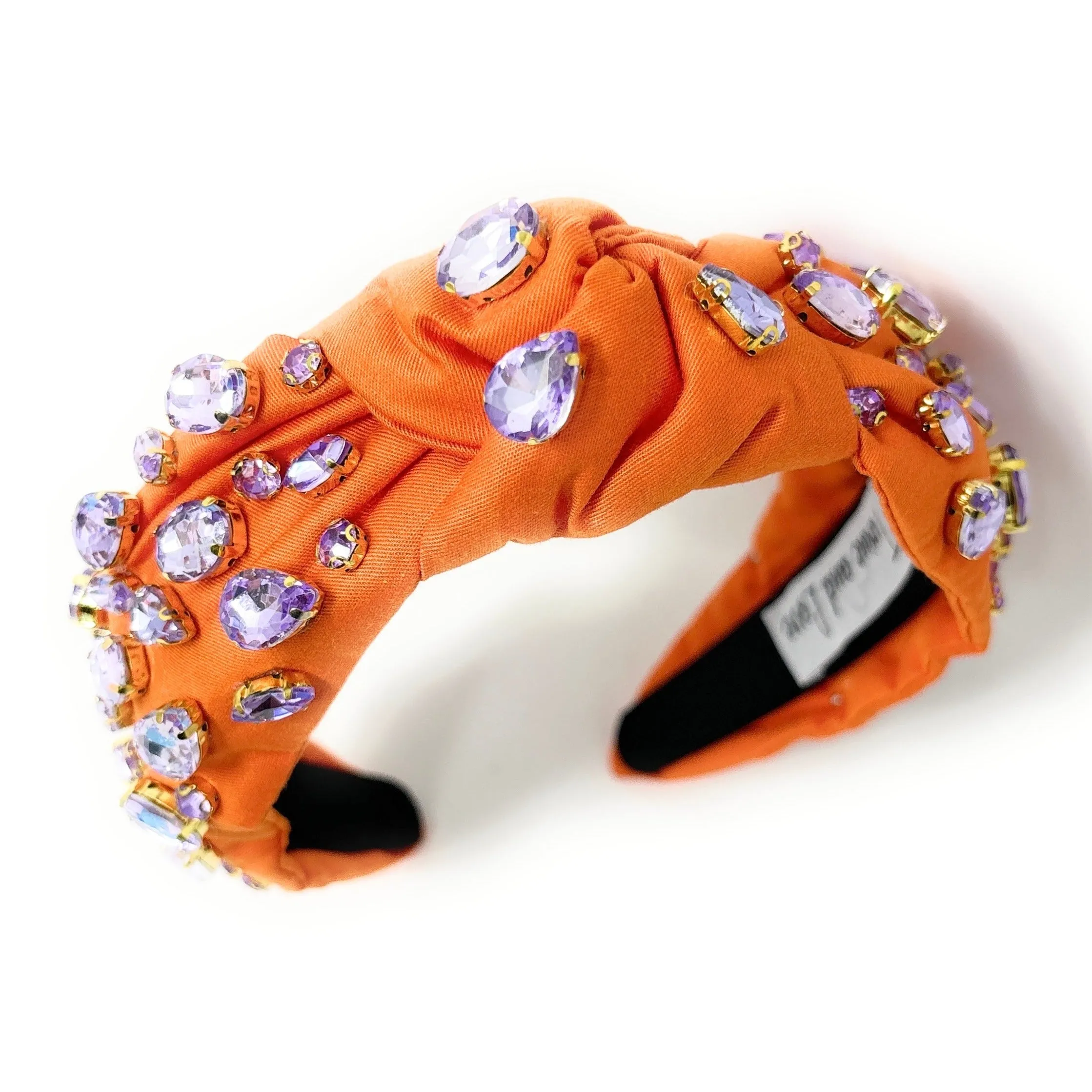 Orange Lavender Knot Jeweled Headband