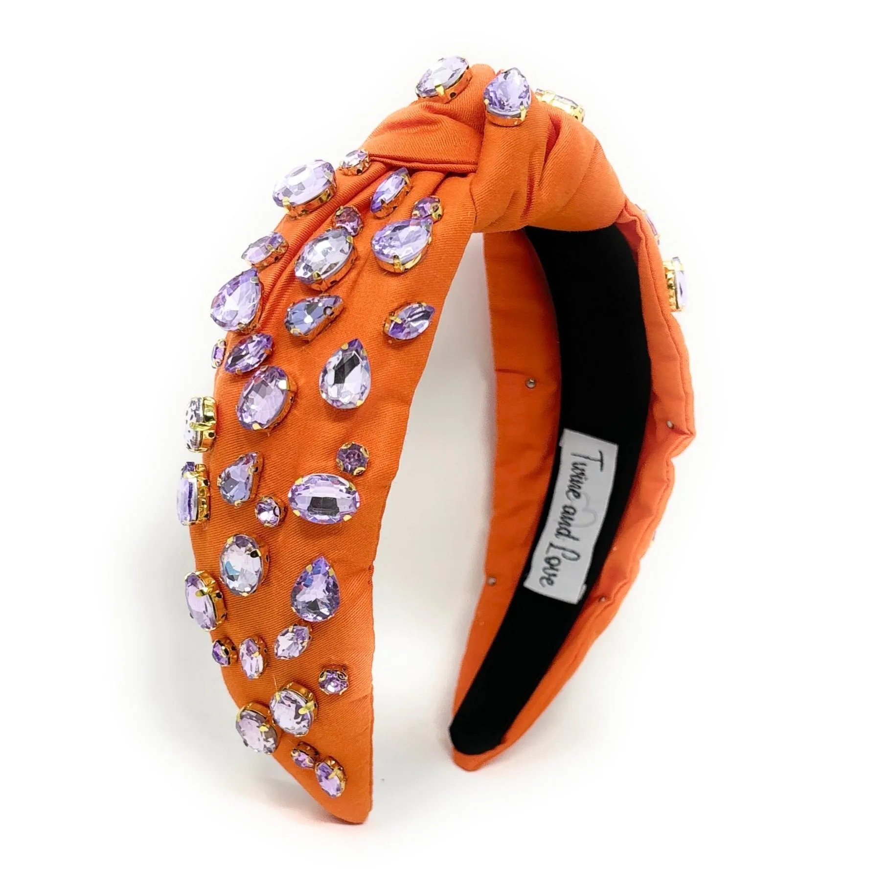 Orange Lavender Knot Jeweled Headband