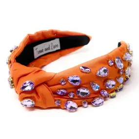 Orange Lavender Knot Jeweled Headband