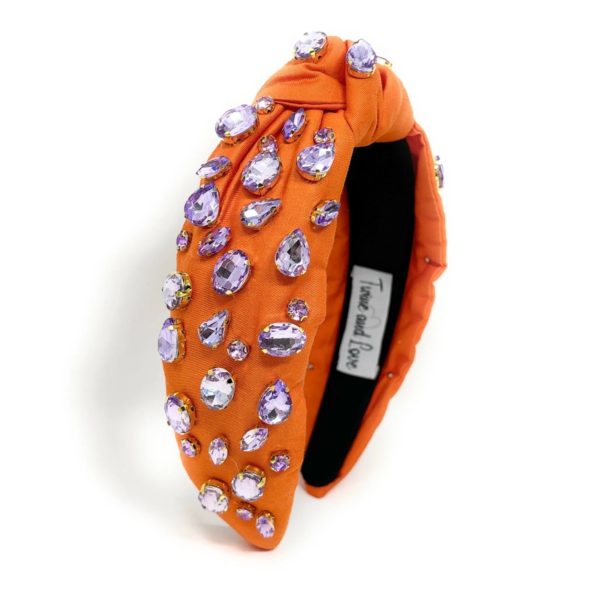 Orange Lavender Knot Jeweled Headband