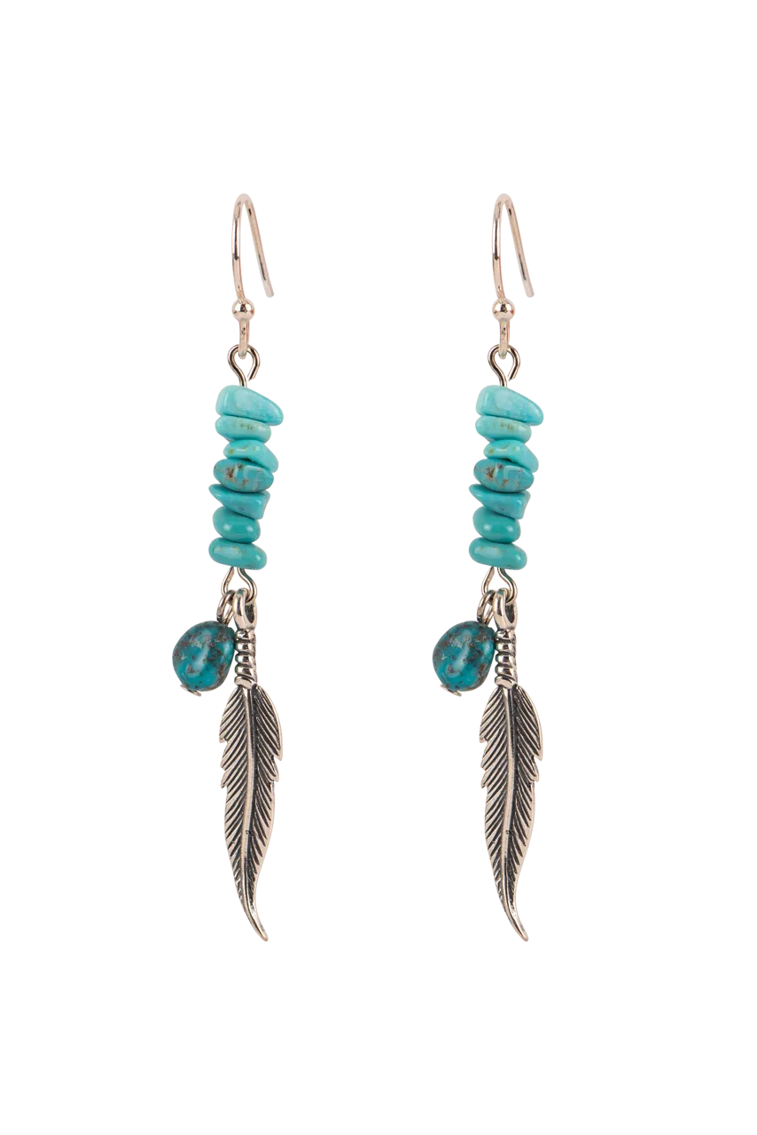 Paige Wallace Turquoise Feather Earrings