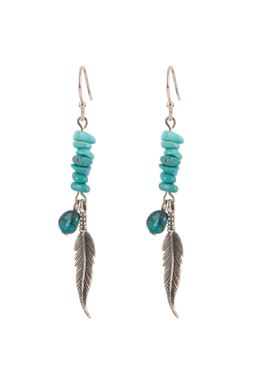 Paige Wallace Turquoise Feather Earrings