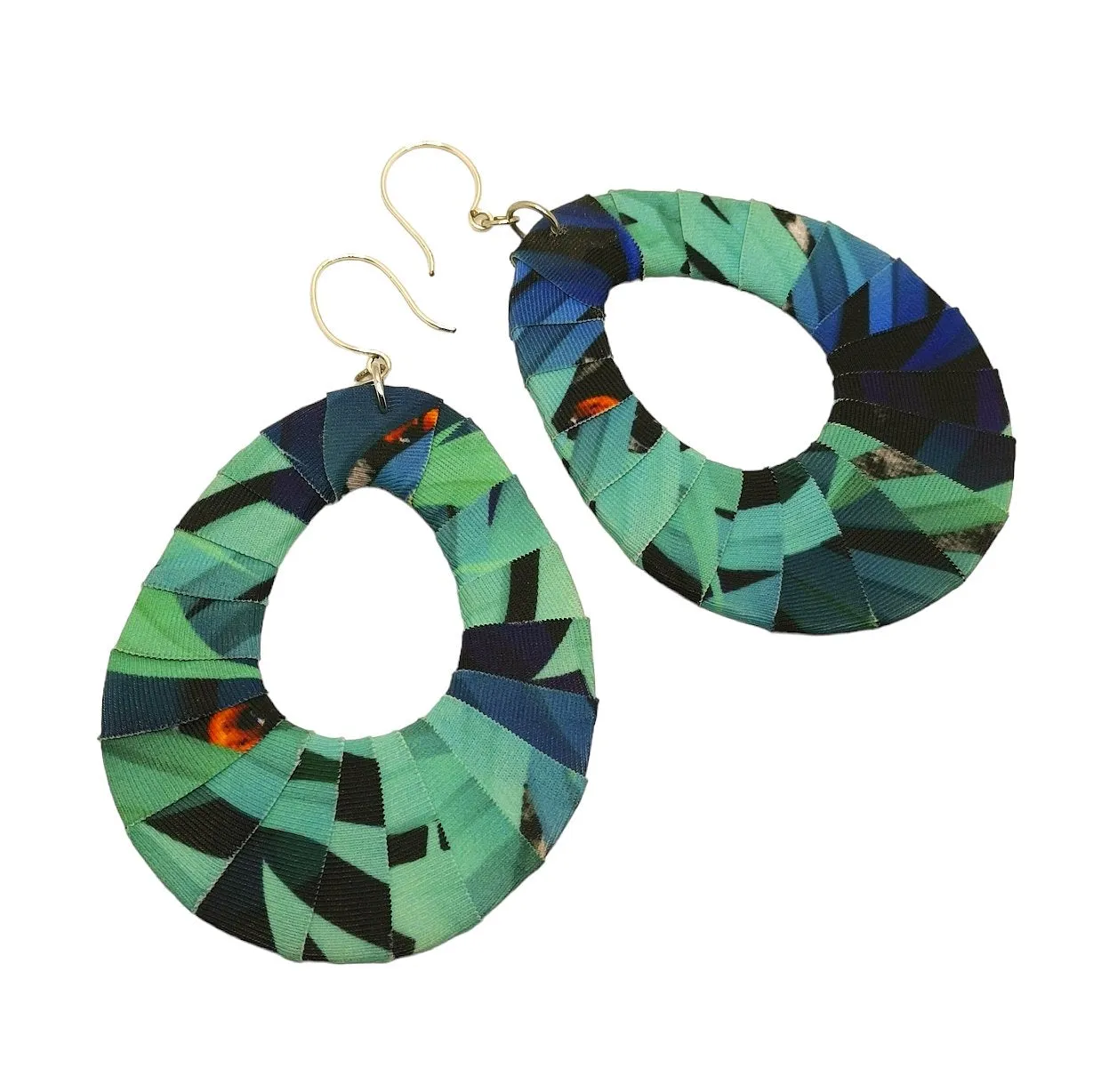 Palm Eyes Teardrop Fabric Wrap Earrings