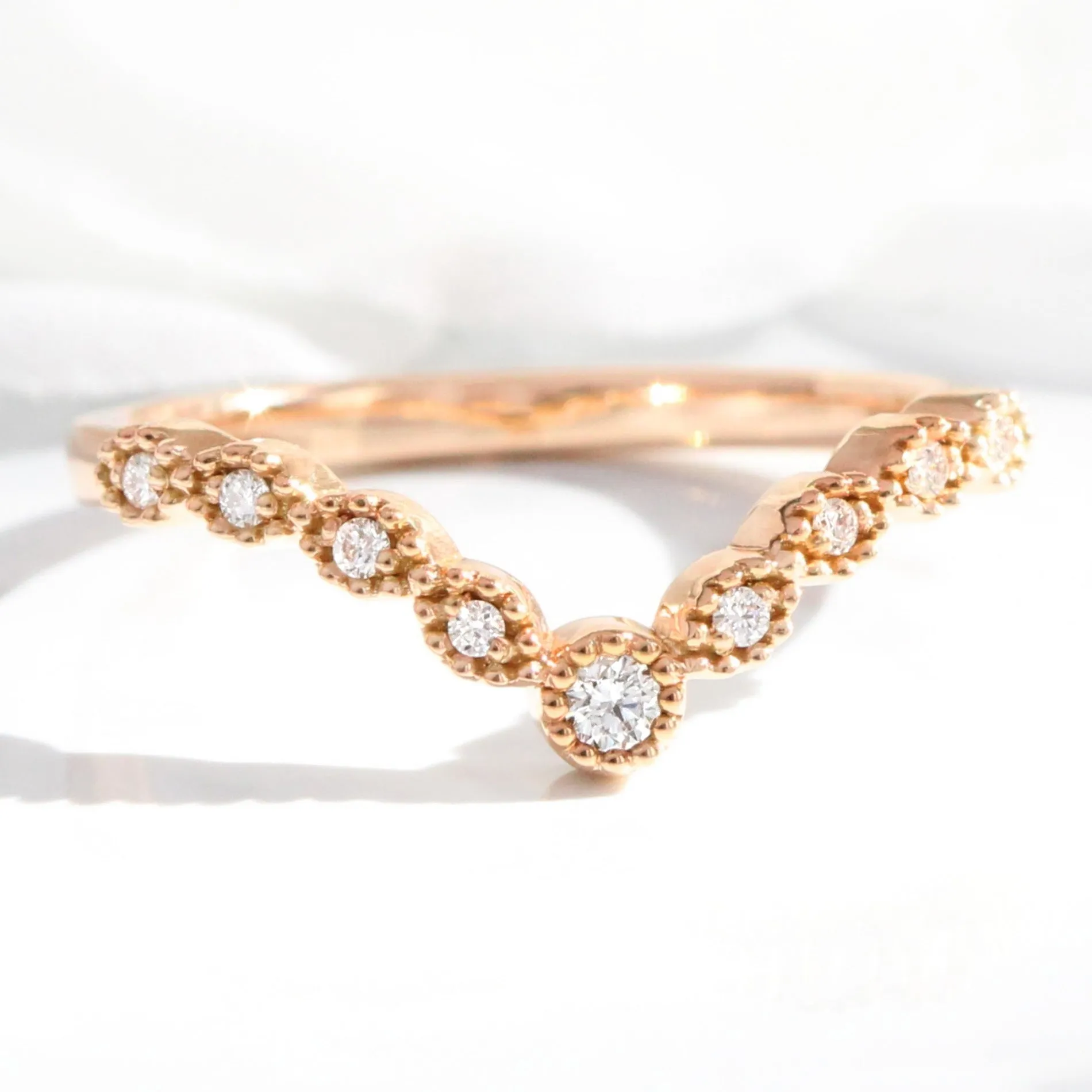 Pear Ruby Diamond Ring Bridal Set w/ Milgrain Wedding Band in Vintage Luna Halo