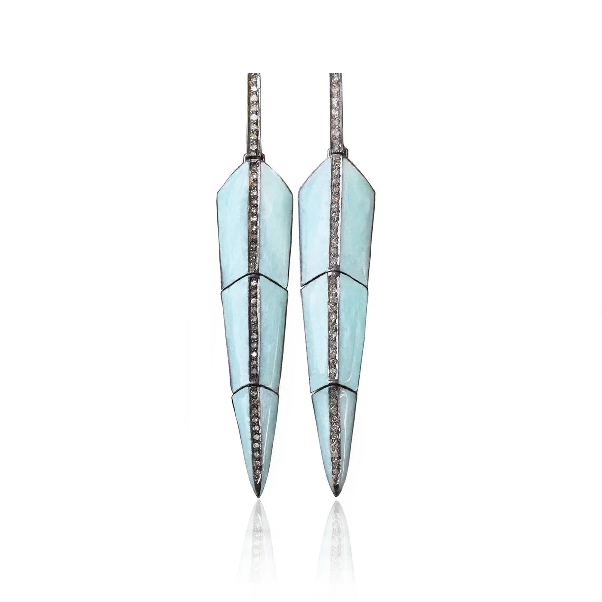 Pearl Turquoise Feather Earrings SM