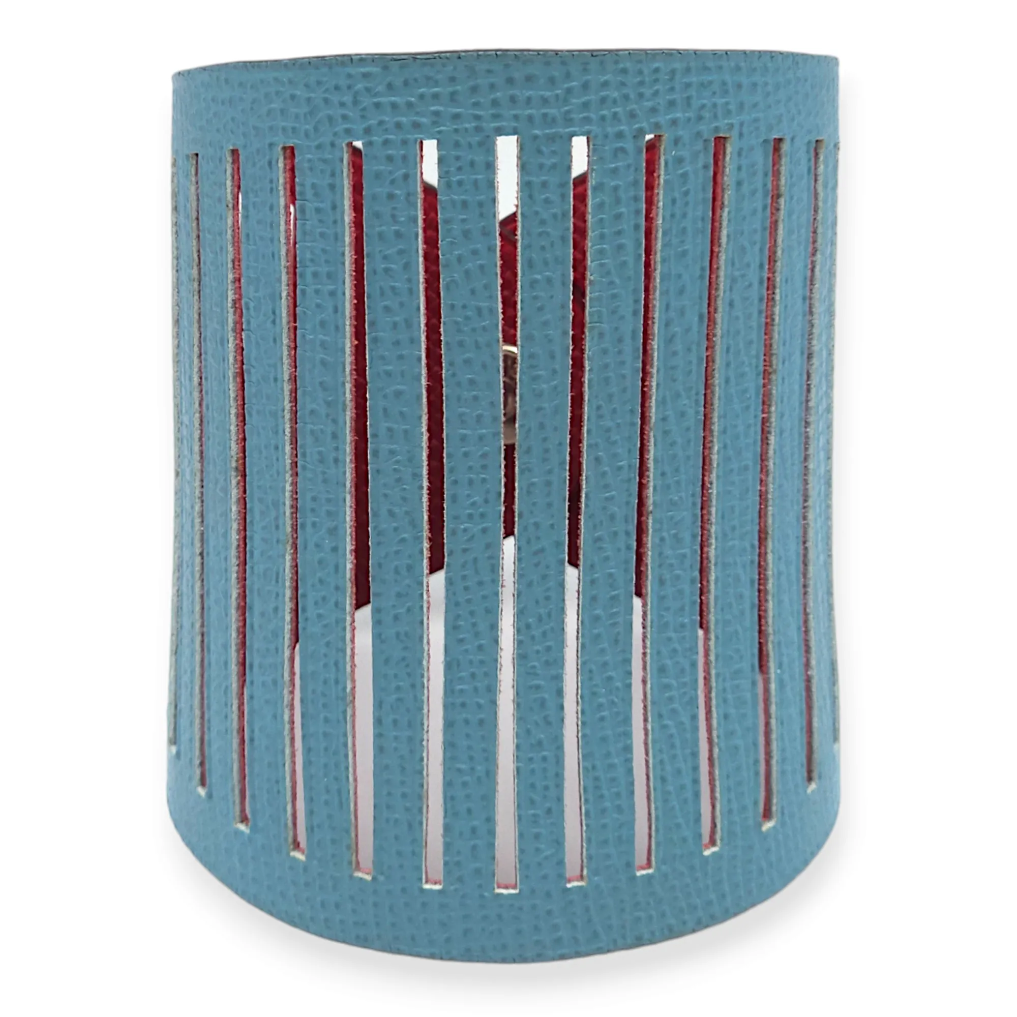 Petit H Cuff Blue Jean /Rouge Grenate Bracelet in Epsom