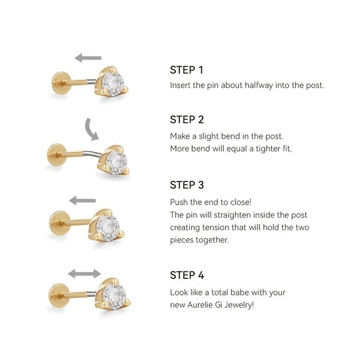 PEYTON | White Sapphire Threadless Flatback Earring