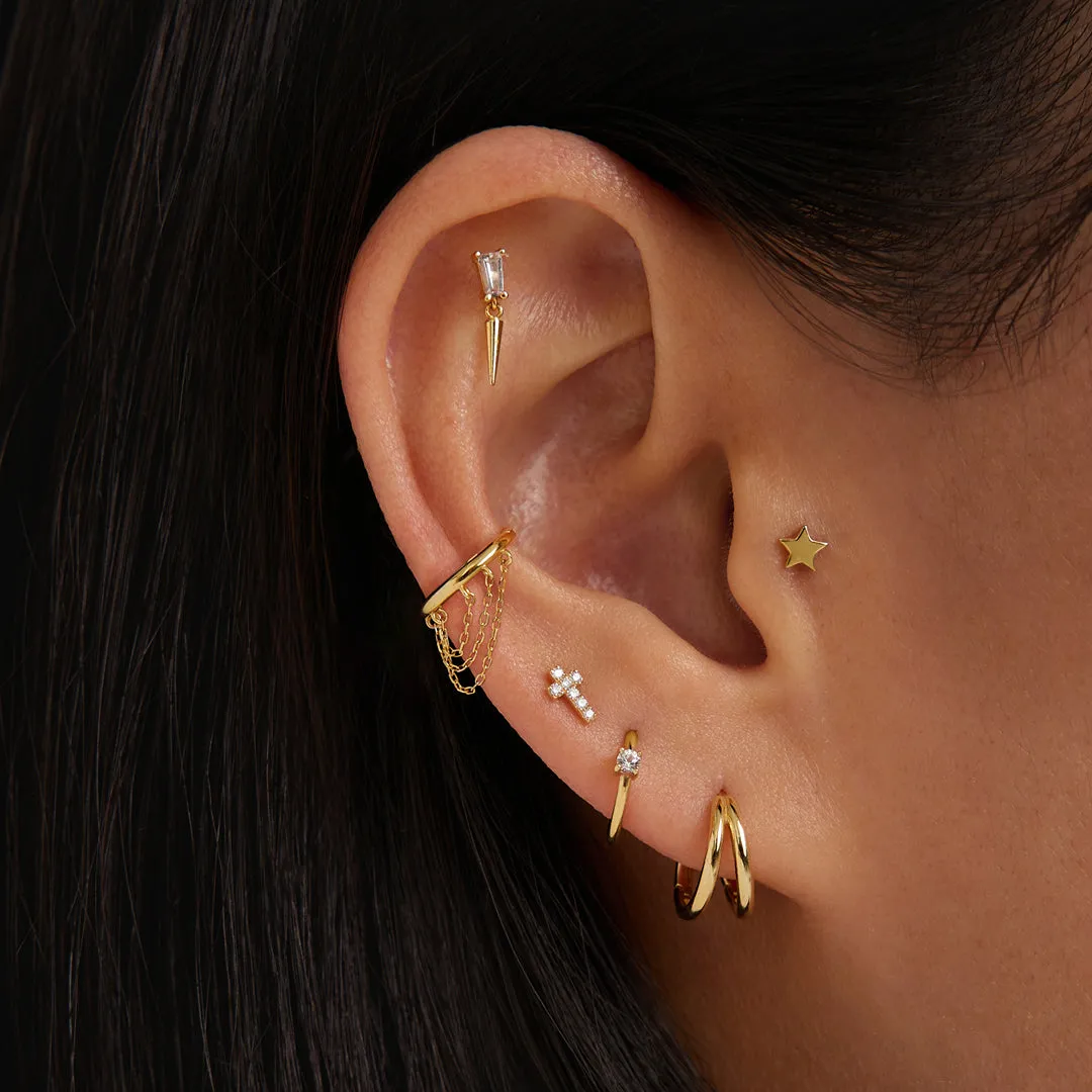 PEYTON | White Sapphire Threadless Flatback Earring