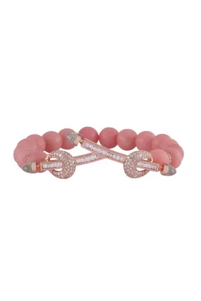 Pink Opal Diamond Twin Bar Chakra Bracelet