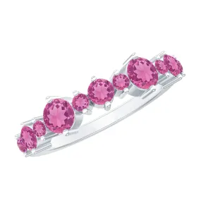 Pink Tourmaline Wedding Half Eternity Band Ring