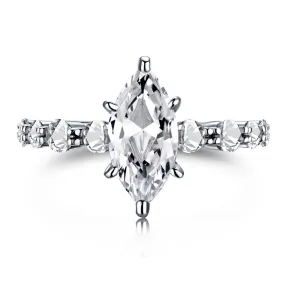 Prong Set Side Stone 1.5 Ct Marquise Engagement Ring