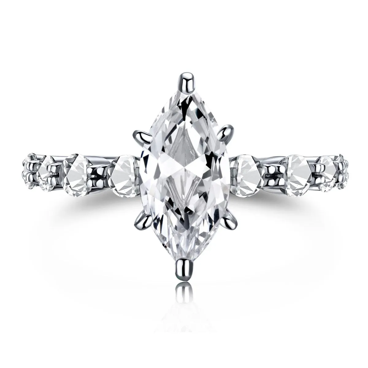 Prong Set Side Stone 1.5 Ct Marquise Engagement Ring