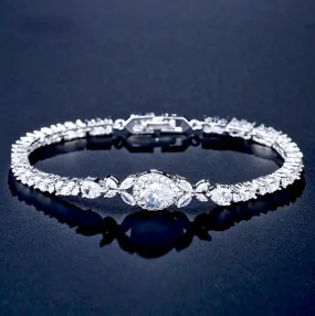 "Kendra" - Cubic Zirconia Bridal Bracelet - Available in Silver and Rose Gold
