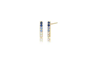Rachel Reid Ombre Blue Sapphire Bar Stud Earrings