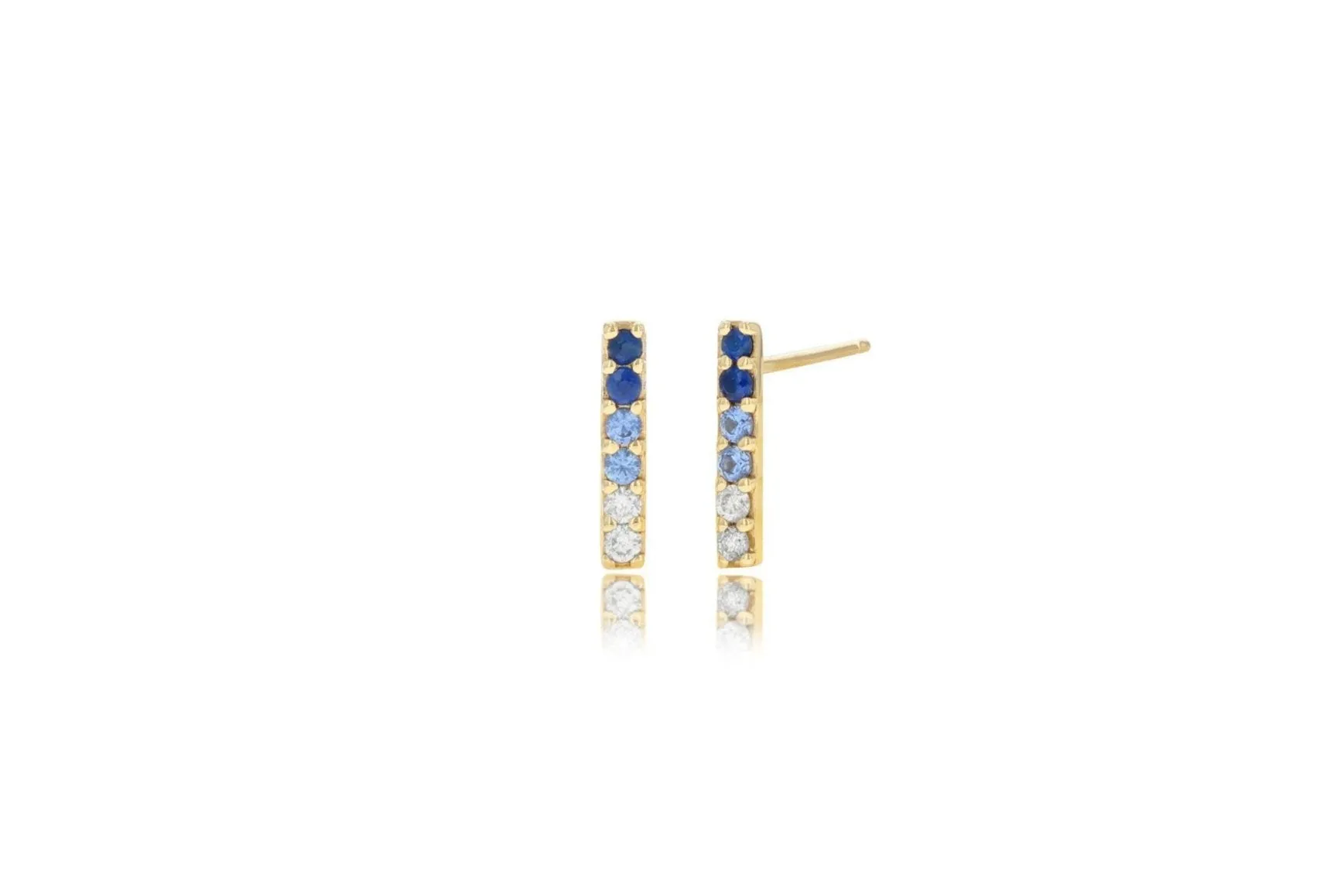 Rachel Reid Ombre Blue Sapphire Bar Stud Earrings